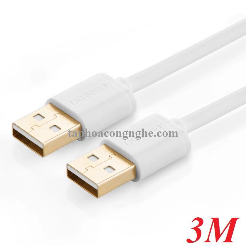 Ugreen 30135 3M màu Trắng Cáp 2 đầu USB 2.0 vỏ nhựa PVC US102 30030135